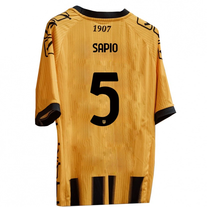 Danxen Niño Camiseta Jacopo Sapio #5 Amarillo Negro 1ª Equipación 2025/26 La Camisa