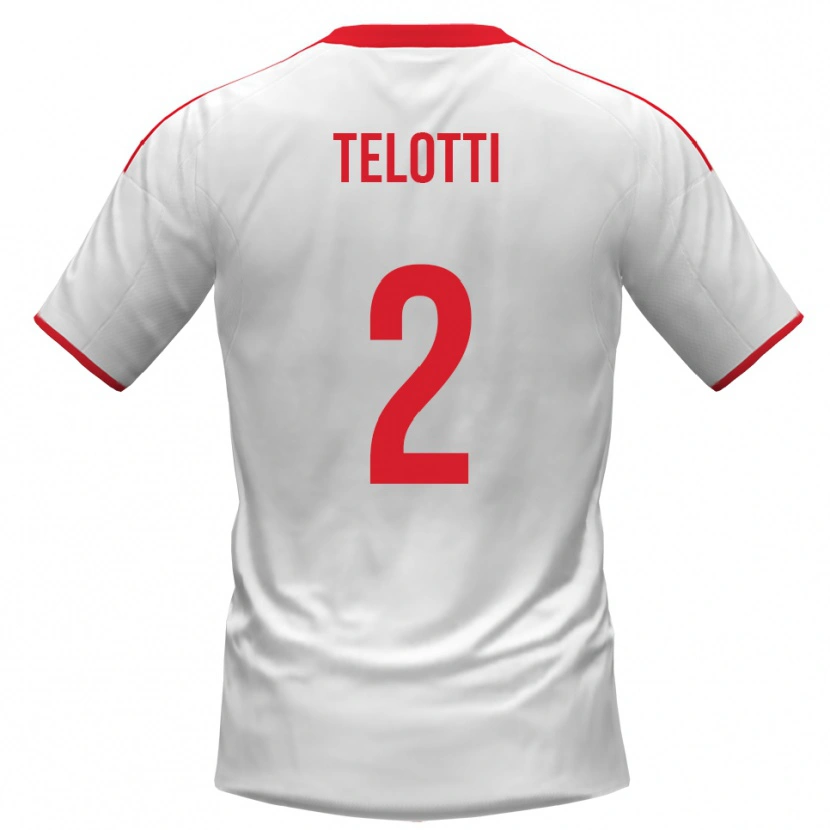 Danxen Niño Camiseta Giacomo Telotti #2 Blanco Rojo 1ª Equipación 2025/26 La Camisa