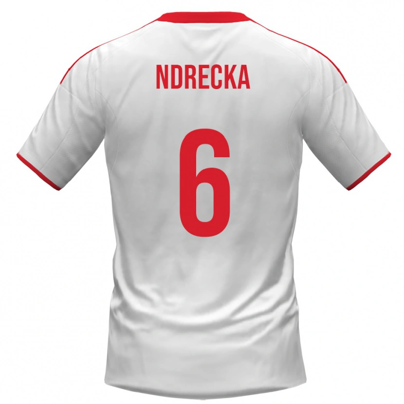 Danxen Niño Camiseta Eros Ndrecka #6 Blanco Rojo 1ª Equipación 2025/26 La Camisa