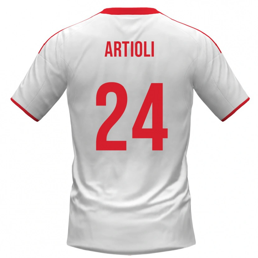 Danxen Niño Camiseta Federico Artioli #24 Blanco Rojo 1ª Equipación 2025/26 La Camisa