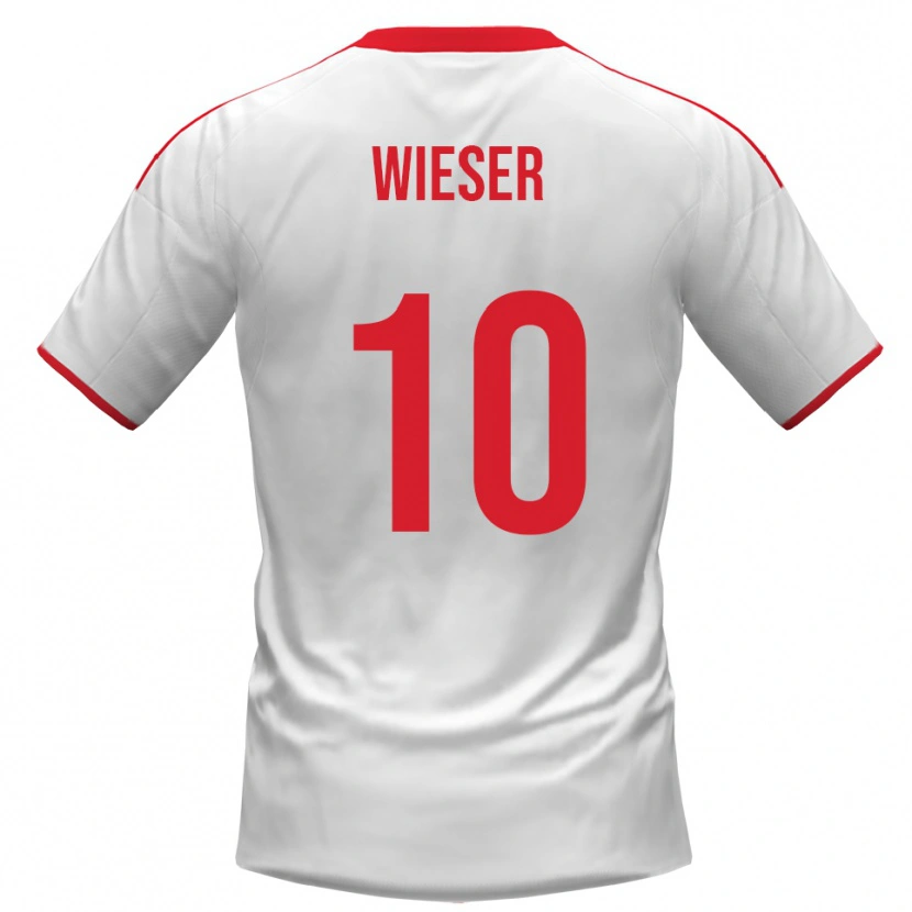 Danxen Niño Camiseta David Wieser #10 Blanco Rojo 1ª Equipación 2025/26 La Camisa