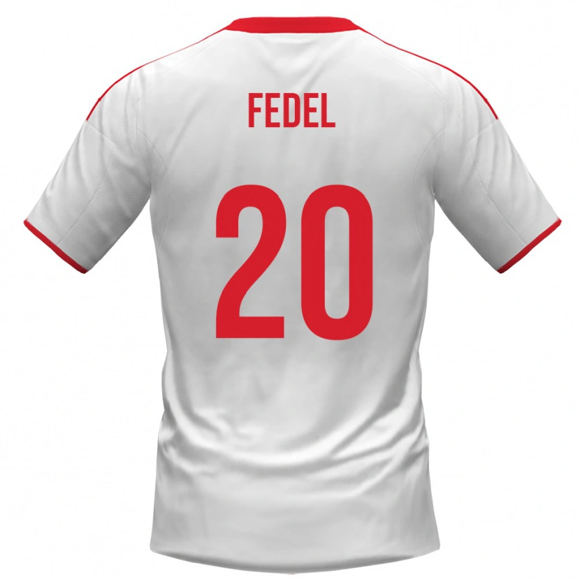 Danxen Niño Camiseta Giacomo Fedel #20 Blanco Rojo 1ª Equipación 2025/26 La Camisa