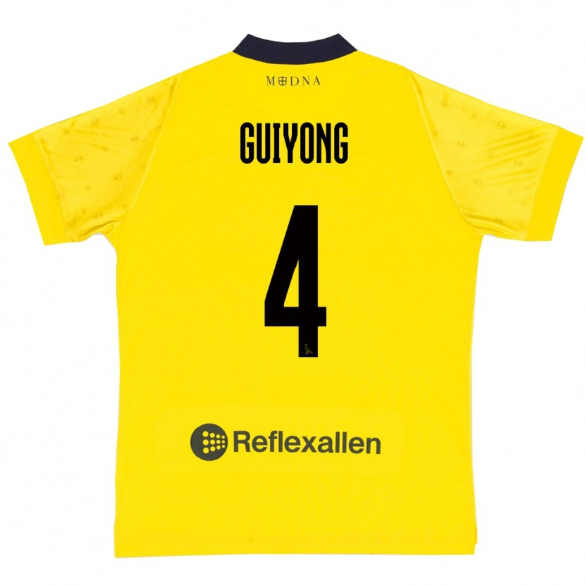 Danxen Niño Camiseta Franck Guiyong #4 Amarillo Marino 1ª Equipación 2025/26 La Camisa
