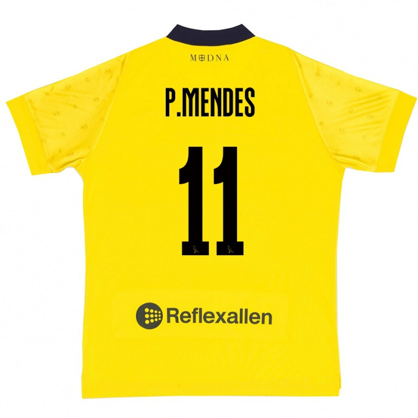 Danxen Niño Camiseta Pedro Mendes #11 Amarillo Marino 1ª Equipación 2025/26 La Camisa
