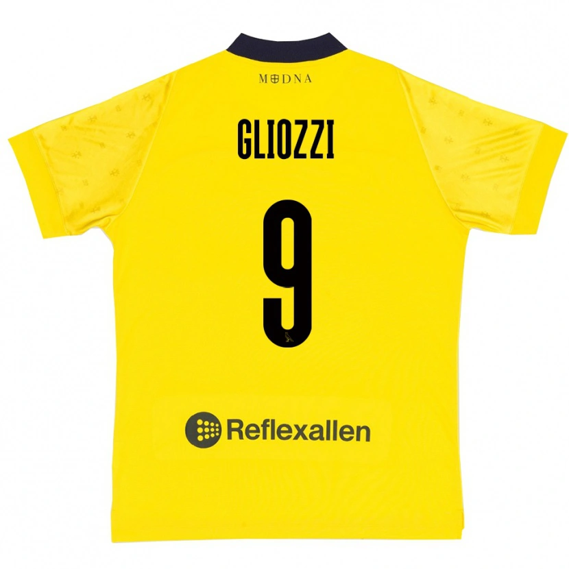 Danxen Niño Camiseta Ettore Gliozzi #9 Amarillo Marino 1ª Equipación 2025/26 La Camisa