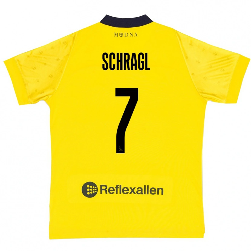 Danxen Niño Camiseta Jakob Schragl #7 Amarillo Marino 1ª Equipación 2025/26 La Camisa