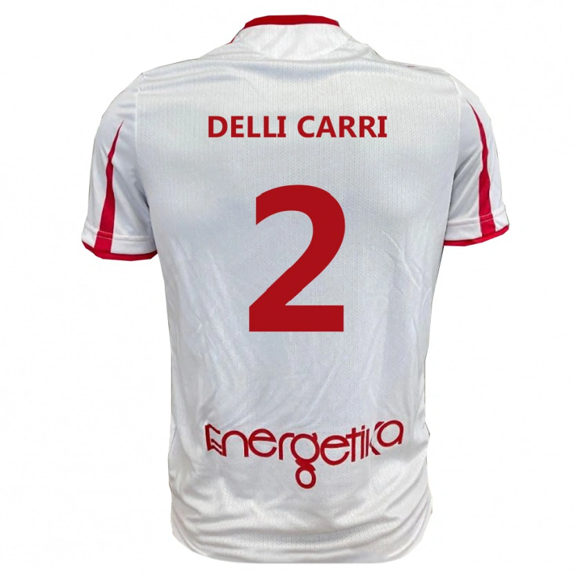 Danxen Niño Camiseta Filippo Delli Carri #2 Blanco Rojo 1ª Equipación 2025/26 La Camisa
