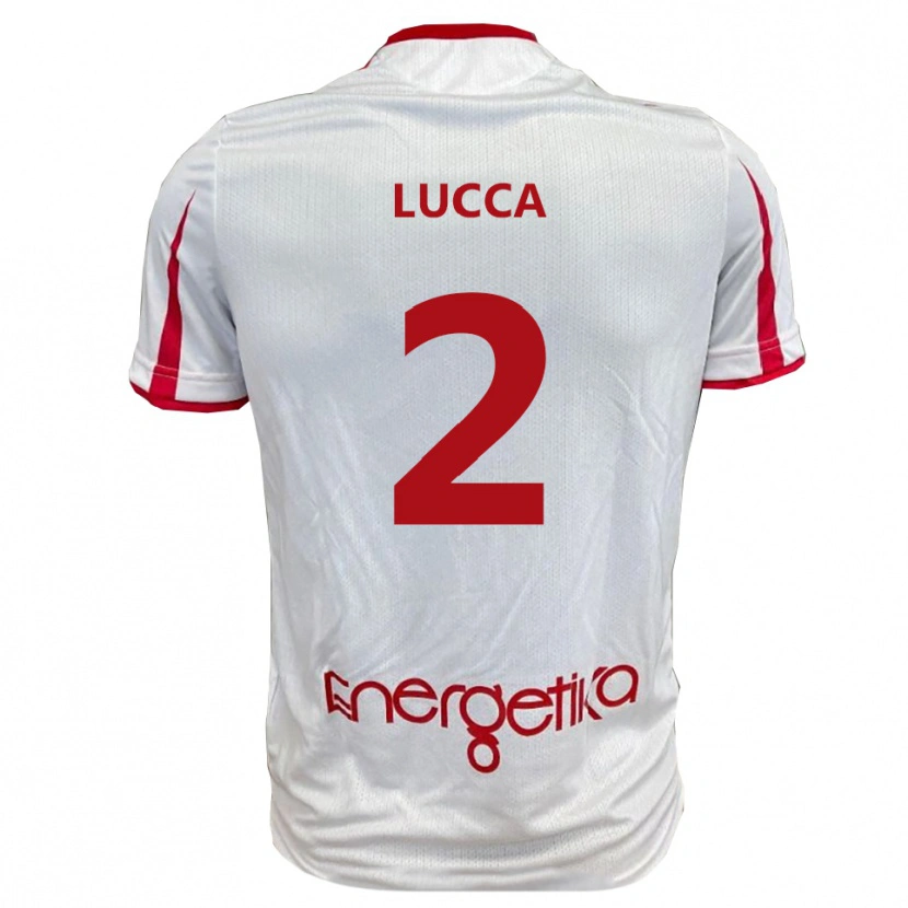 Danxen Niño Camiseta Gabriele Lucca #2 Blanco Rojo 1ª Equipación 2025/26 La Camisa