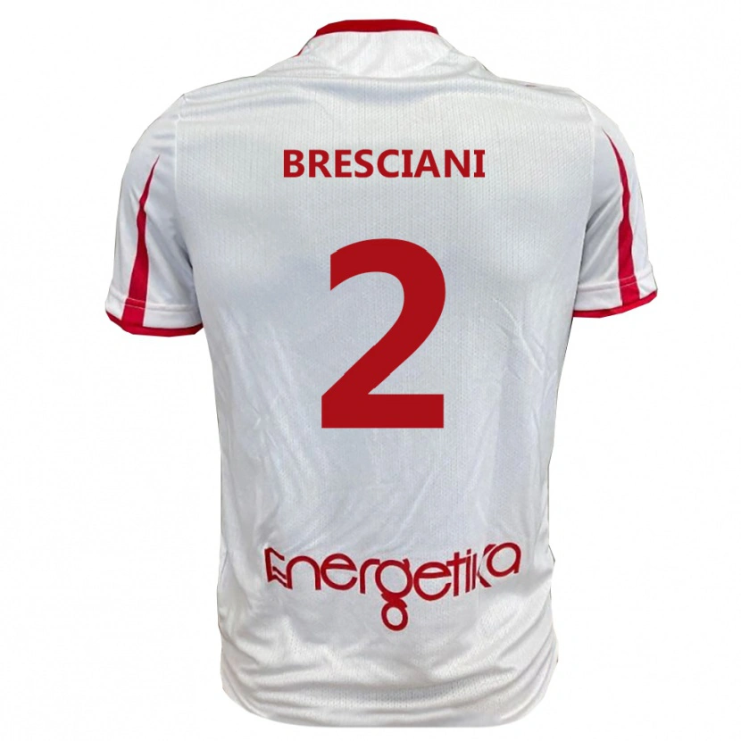 Danxen Niño Camiseta Nicola Bresciani #2 Blanco Rojo 1ª Equipación 2025/26 La Camisa