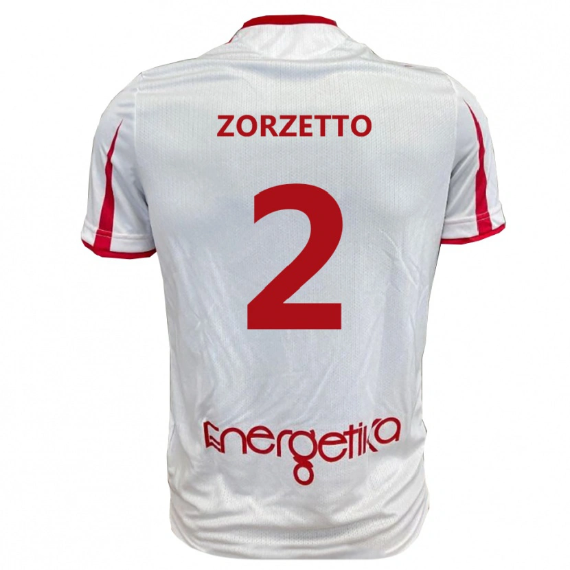 Danxen Niño Camiseta Marco Zorzetto #2 Blanco Rojo 1ª Equipación 2025/26 La Camisa