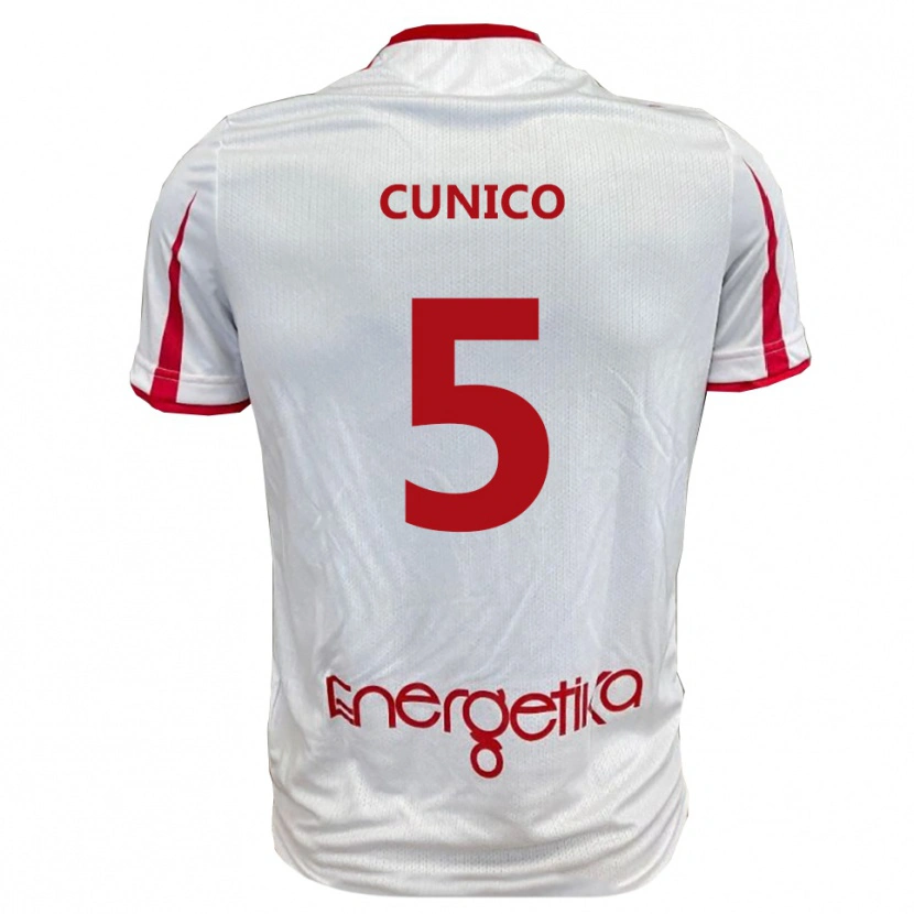 Danxen Niño Camiseta Lorenzo Cunico #5 Blanco Rojo 1ª Equipación 2025/26 La Camisa