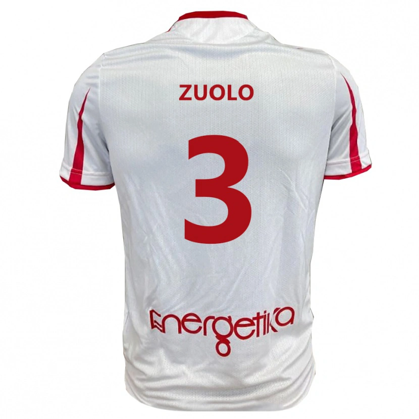 Danxen Niño Camiseta Christian Zuolo #3 Blanco Rojo 1ª Equipación 2025/26 La Camisa