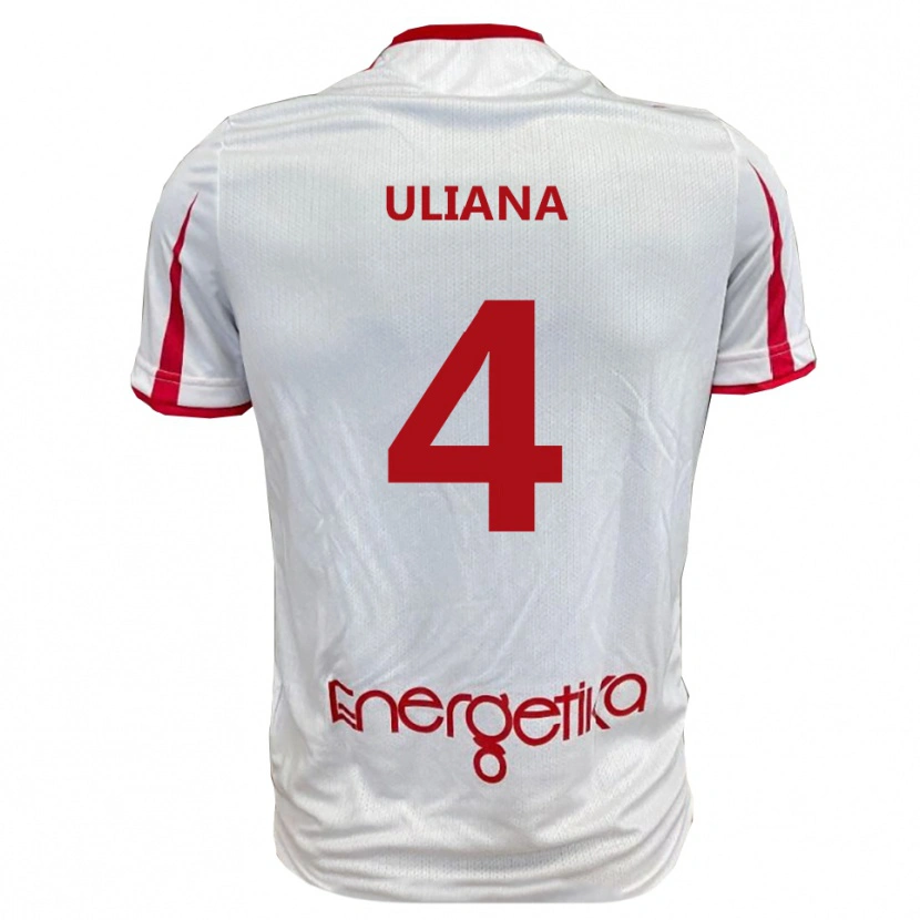 Danxen Niño Camiseta Gabriele Uliana #4 Blanco Rojo 1ª Equipación 2025/26 La Camisa