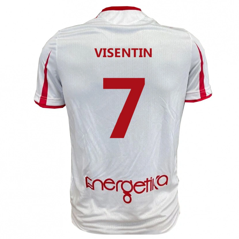 Danxen Niño Camiseta Filippo Visentin #7 Blanco Rojo 1ª Equipación 2025/26 La Camisa