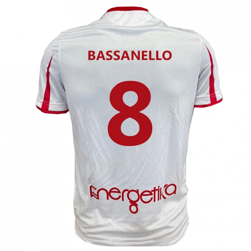 Danxen Niño Camiseta Davide Bassanello #8 Blanco Rojo 1ª Equipación 2025/26 La Camisa