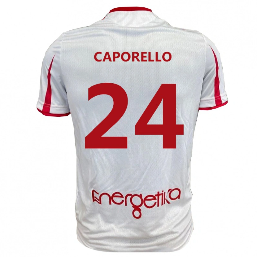 Danxen Niño Camiseta Edoardo Caporello #24 Blanco Rojo 1ª Equipación 2025/26 La Camisa