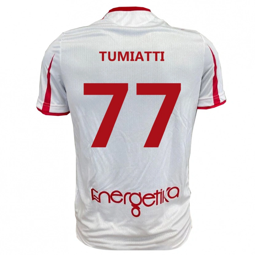 Danxen Niño Camiseta Francesco Tumiatti #77 Blanco Rojo 1ª Equipación 2025/26 La Camisa