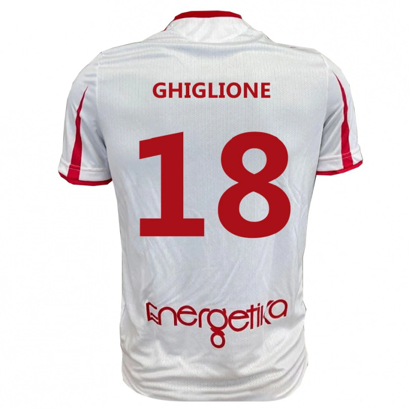 Danxen Niño Camiseta Paolo Ghiglione #18 Blanco Rojo 1ª Equipación 2025/26 La Camisa