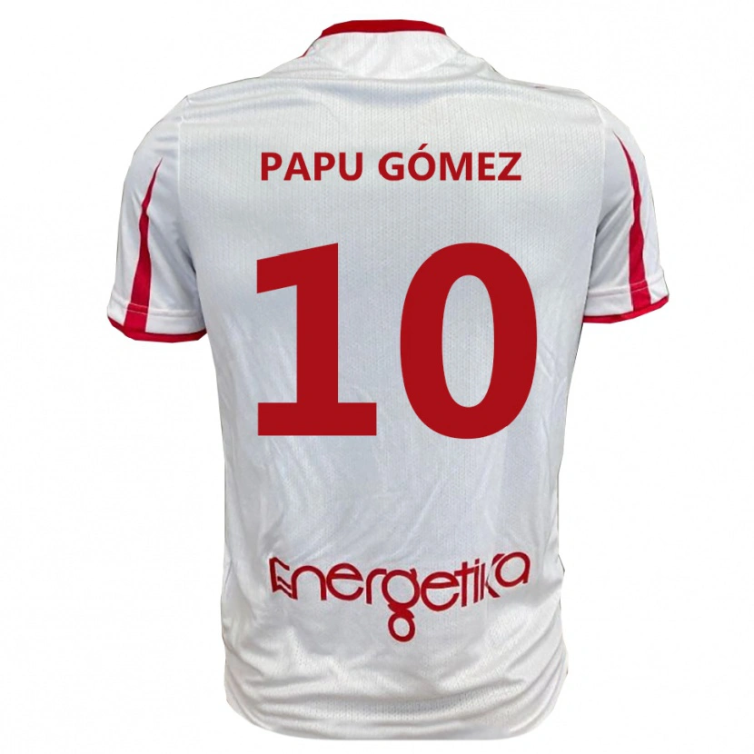 Danxen Niño Camiseta Papu Gómez #10 Blanco Rojo 1ª Equipación 2025/26 La Camisa