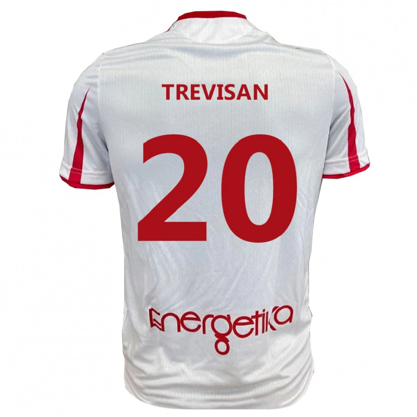 Danxen Niño Camiseta Francesco Trevisan #20 Blanco Rojo 1ª Equipación 2025/26 La Camisa
