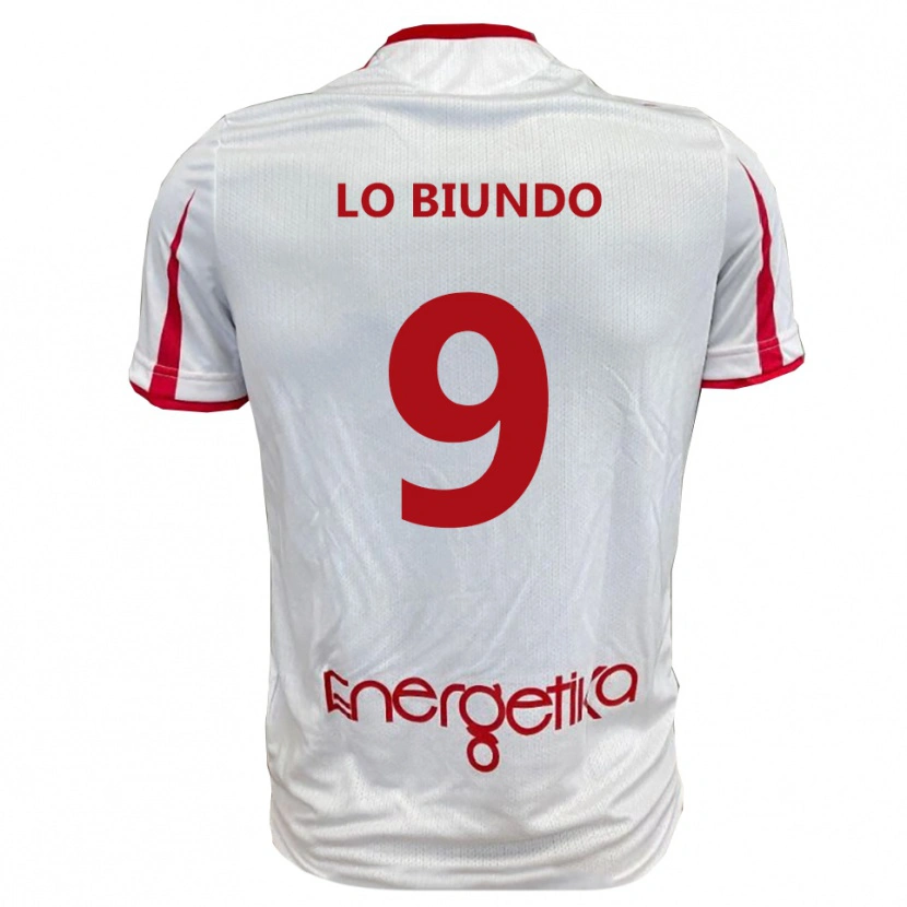Danxen Niño Camiseta Emiliano Lo Biundo #9 Blanco Rojo 1ª Equipación 2025/26 La Camisa