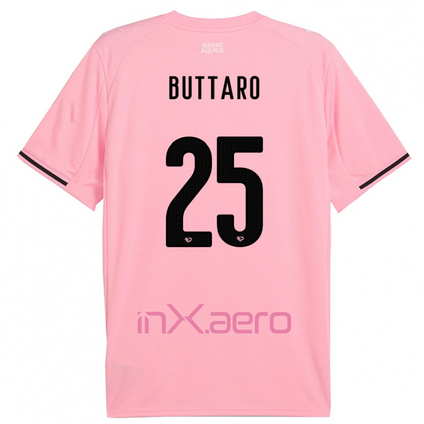 Danxen Niño Camiseta Alessio Buttaro #25 Rosa Negro 1ª Equipación 2025/26 La Camisa