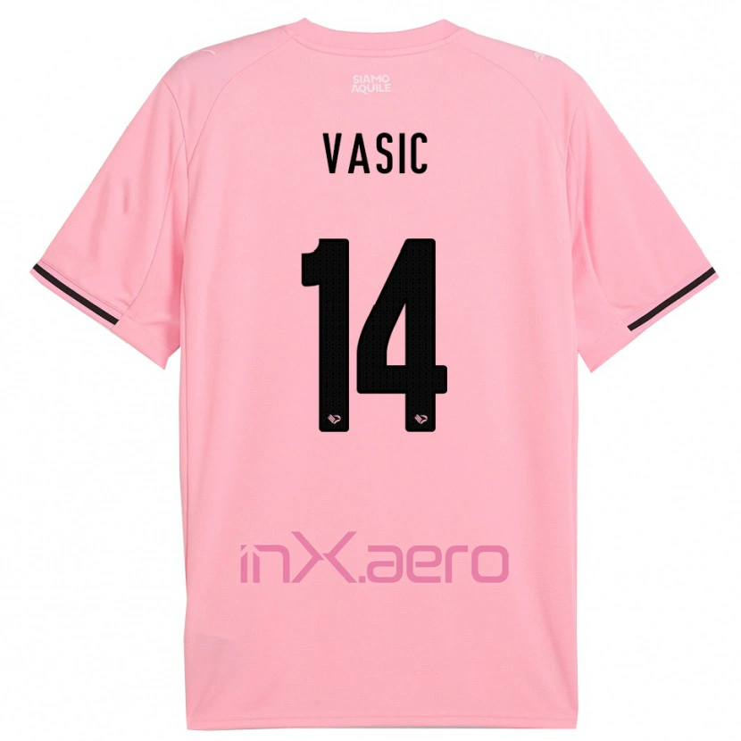 Danxen Niño Camiseta Aljosa Vasic #14 Rosa Negro 1ª Equipación 2025/26 La Camisa