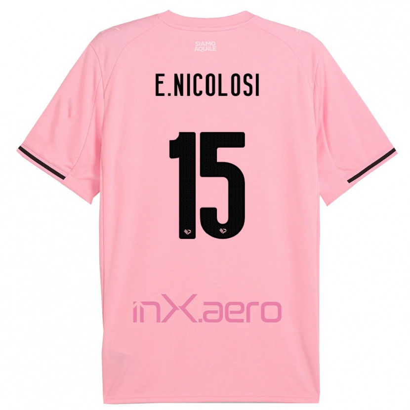Danxen Niño Camiseta Ettore Nicolosi #15 Rosa Negro 1ª Equipación 2025/26 La Camisa