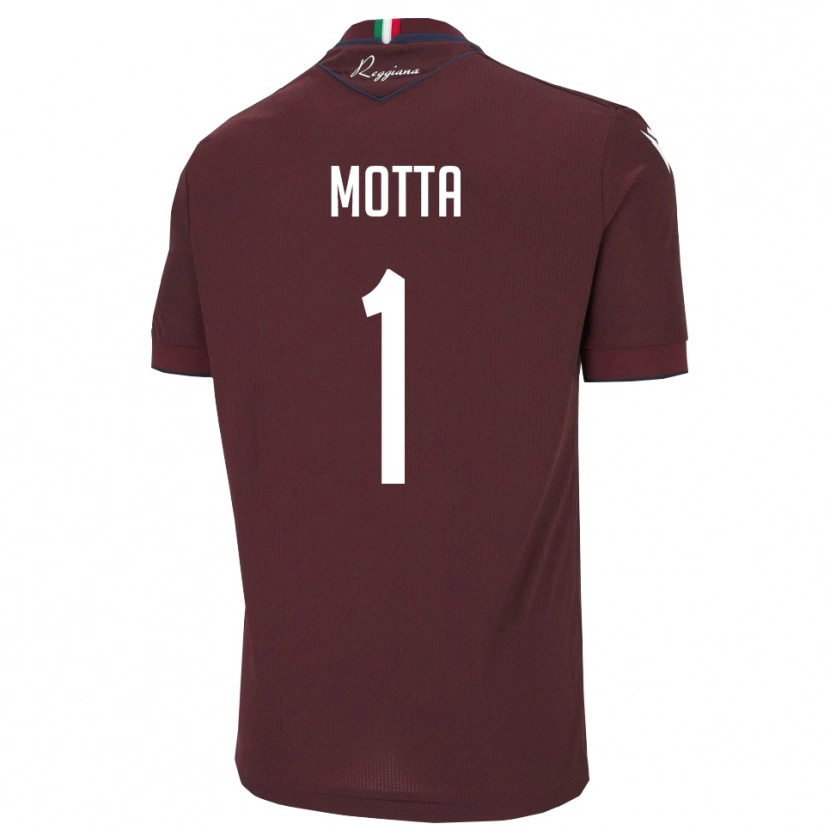 Danxen Niño Camiseta Edoardo Motta #1 Borgoña Blanco 1ª Equipación 2025/26 La Camisa