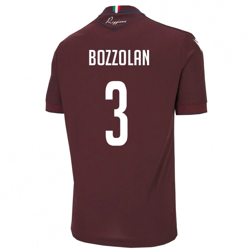 Danxen Niño Camiseta Andrea Bozzolan #3 Borgoña Blanco 1ª Equipación 2025/26 La Camisa
