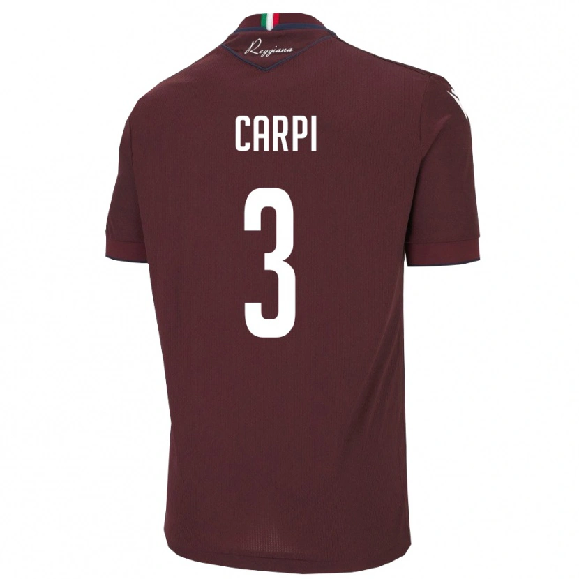 Danxen Niño Camiseta Filippo Carpi #3 Borgoña Blanco 1ª Equipación 2025/26 La Camisa