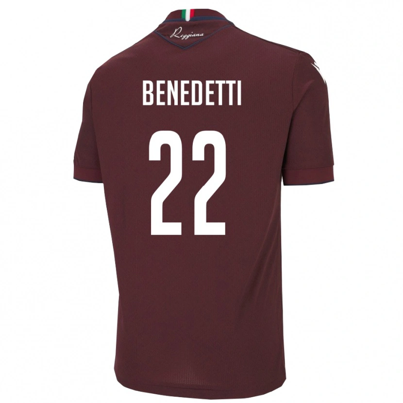 Danxen Niño Camiseta Samuele Benedetti #22 Borgoña Blanco 1ª Equipación 2025/26 La Camisa