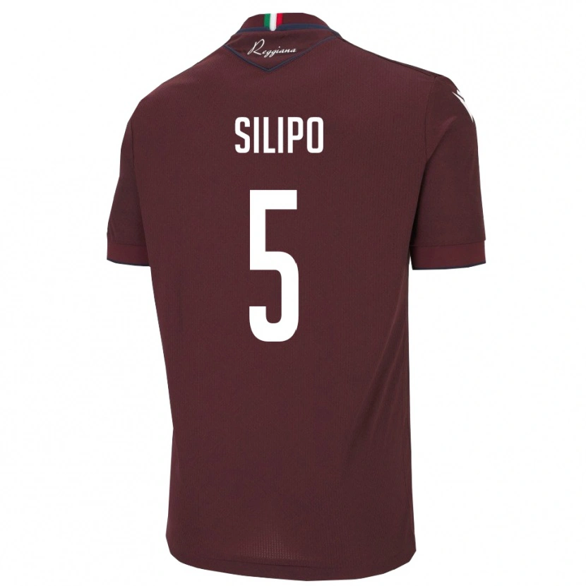 Danxen Niño Camiseta Alessandro Silipo #5 Borgoña Blanco 1ª Equipación 2025/26 La Camisa