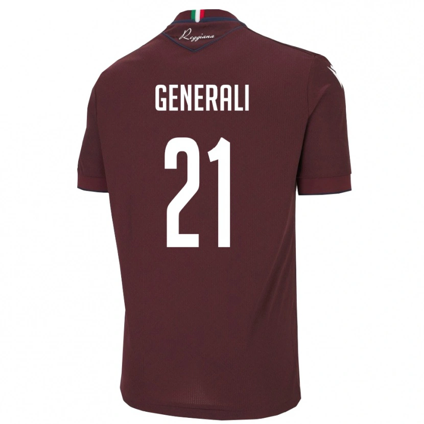 Danxen Niño Camiseta Mattia Generali #21 Borgoña Blanco 1ª Equipación 2025/26 La Camisa