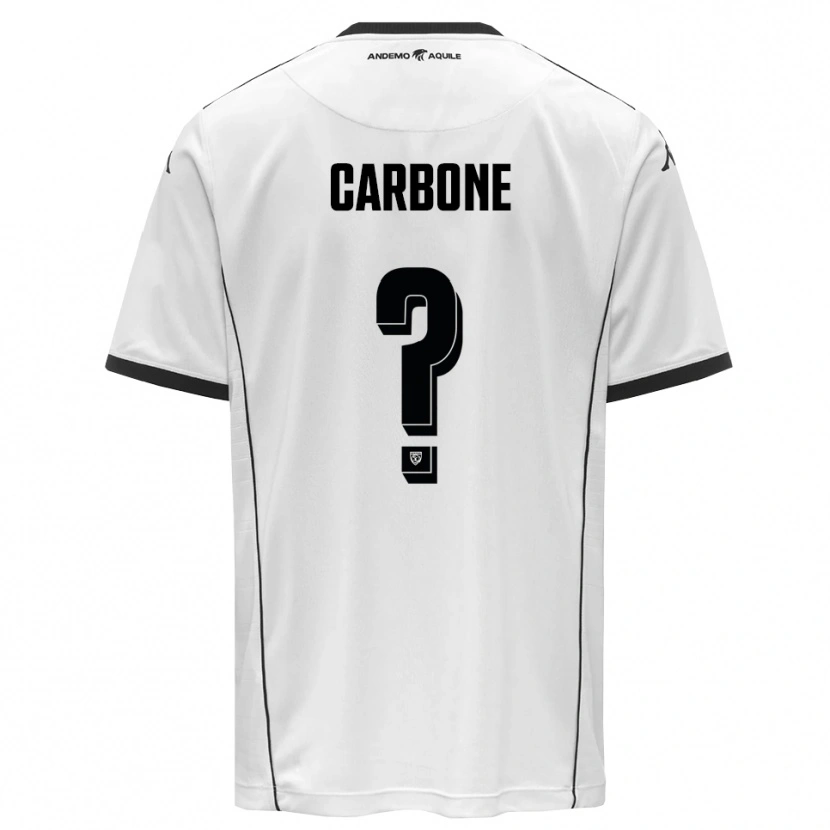 Danxen Niño Camiseta Christian Carbone #0 Blanco Negro 1ª Equipación 2025/26 La Camisa