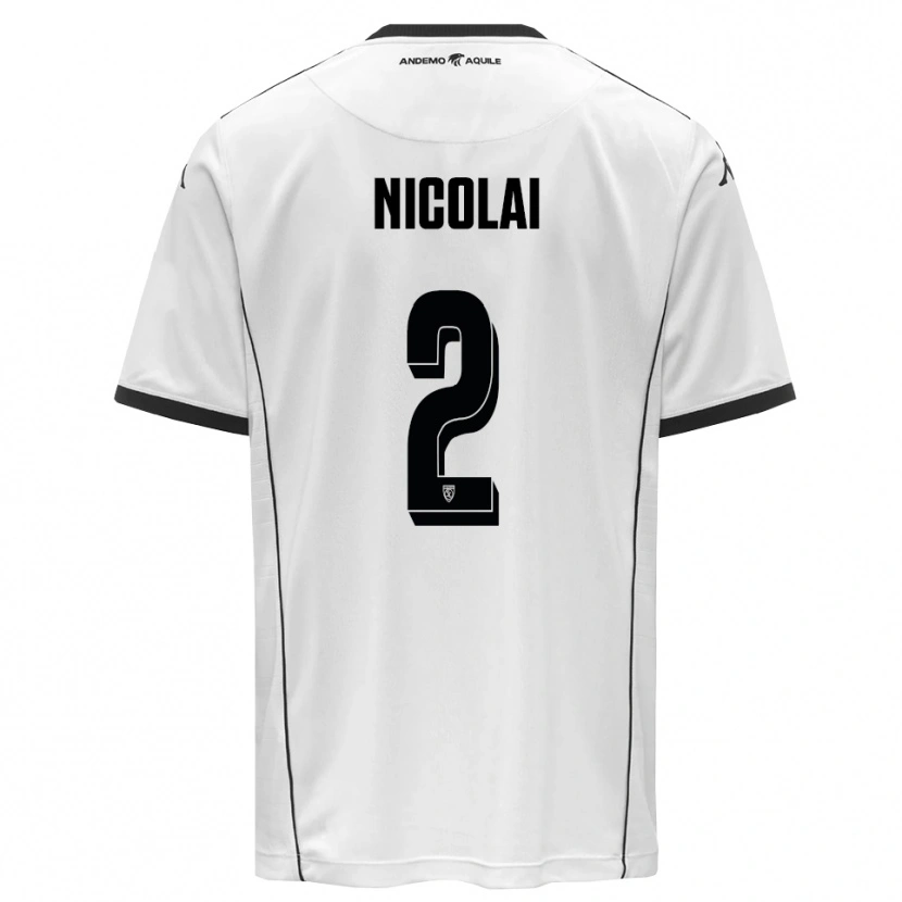 Danxen Niño Camiseta Gabriele Nicolai #2 Blanco Negro 1ª Equipación 2025/26 La Camisa