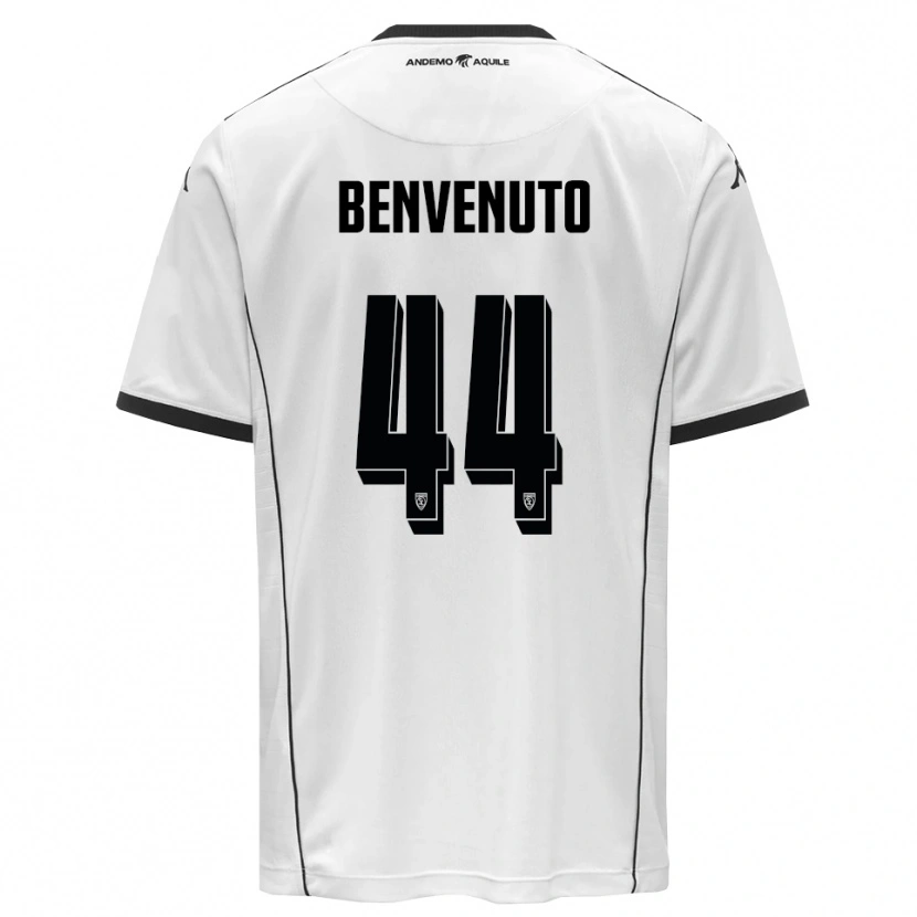 Danxen Niño Camiseta Mattia Benvenuto #44 Blanco Negro 1ª Equipación 2025/26 La Camisa