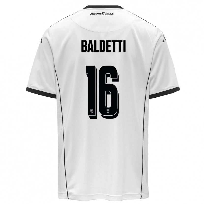 Danxen Niño Camiseta Andrea Baldetti #16 Blanco Negro 1ª Equipación 2025/26 La Camisa