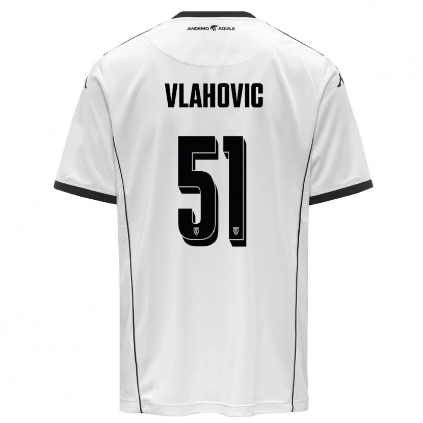 Danxen Niño Camiseta Vanja Vlahović #51 Blanco Negro 1ª Equipación 2025/26 La Camisa