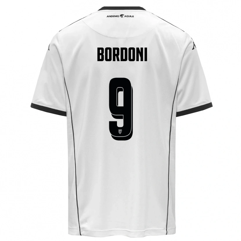 Danxen Niño Camiseta Cristian Bordoni #9 Blanco Negro 1ª Equipación 2025/26 La Camisa