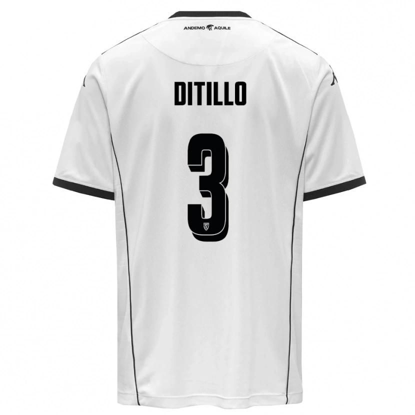 Danxen Niño Camiseta Luigi Ditillo #3 Blanco Negro 1ª Equipación 2025/26 La Camisa