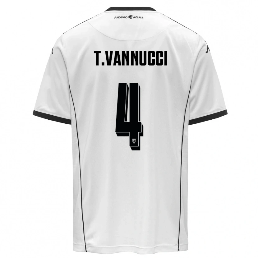 Danxen Niño Camiseta Tommaso Vannucci #4 Blanco Negro 1ª Equipación 2025/26 La Camisa