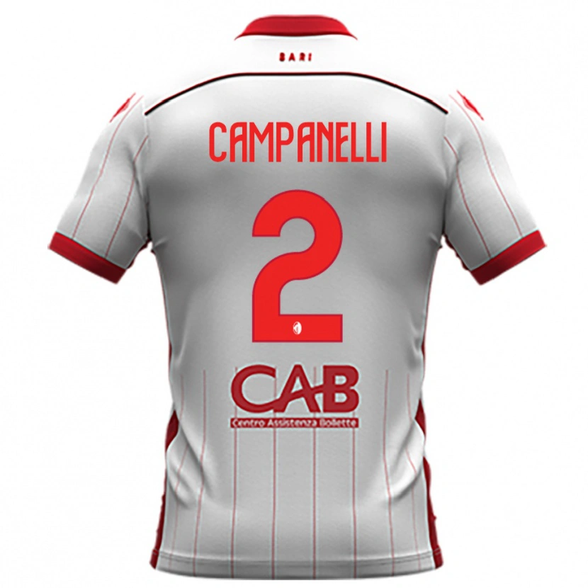 Danxen Niño Camiseta Alessio Campanelli #2 Blanco Rojo 1ª Equipación 2025/26 La Camisa