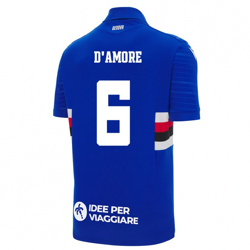 Danxen Niño Camiseta Fabiano D'amore #6 Azul Blanco 1ª Equipación 2025/26 La Camisa