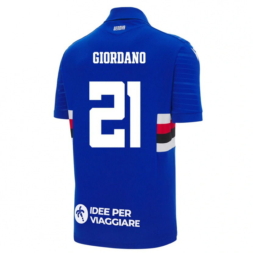 Danxen Niño Camiseta Simone Giordano #21 Azul Blanco 1ª Equipación 2025/26 La Camisa