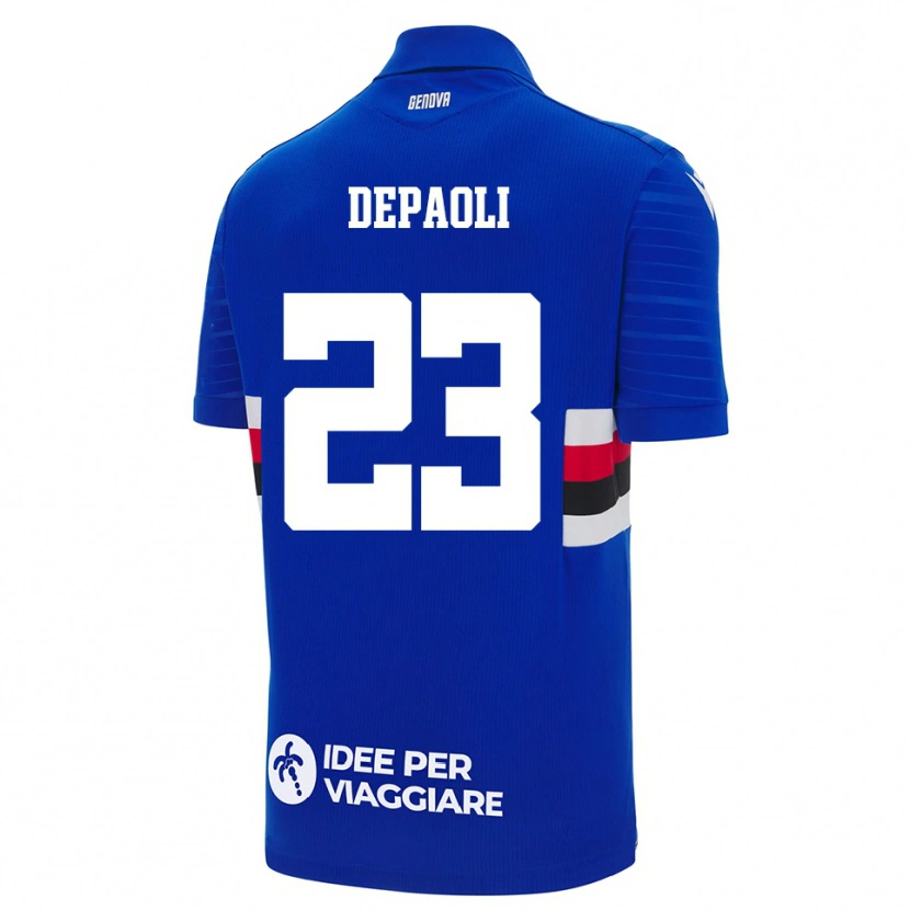 Danxen Niño Camiseta Fabio Depaoli #23 Azul Blanco 1ª Equipación 2025/26 La Camisa