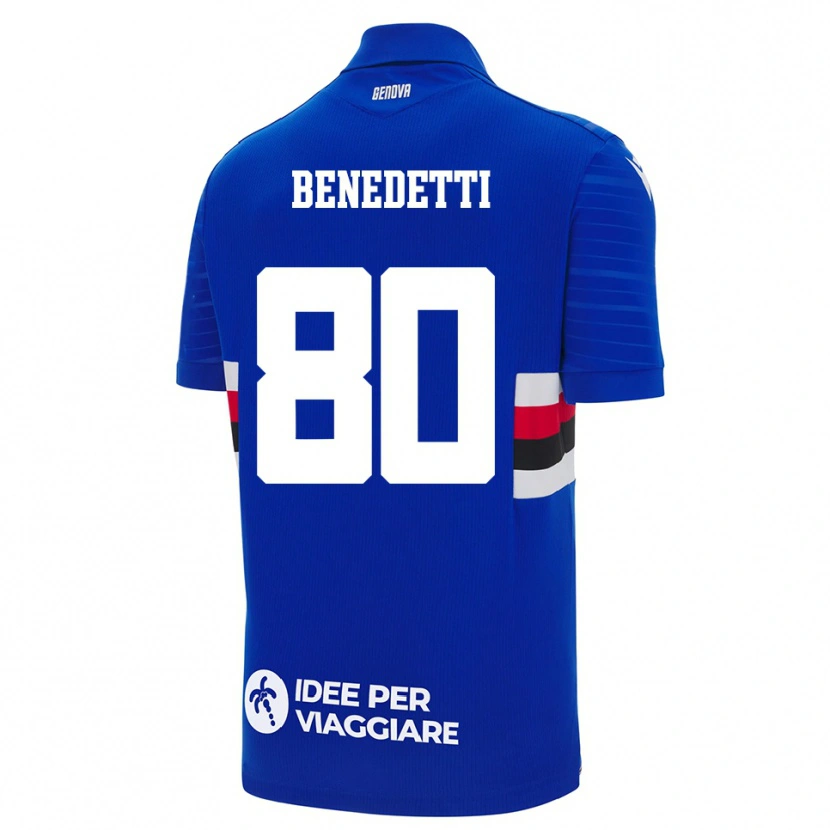 Danxen Niño Camiseta Leonardo Benedetti #80 Azul Blanco 1ª Equipación 2025/26 La Camisa