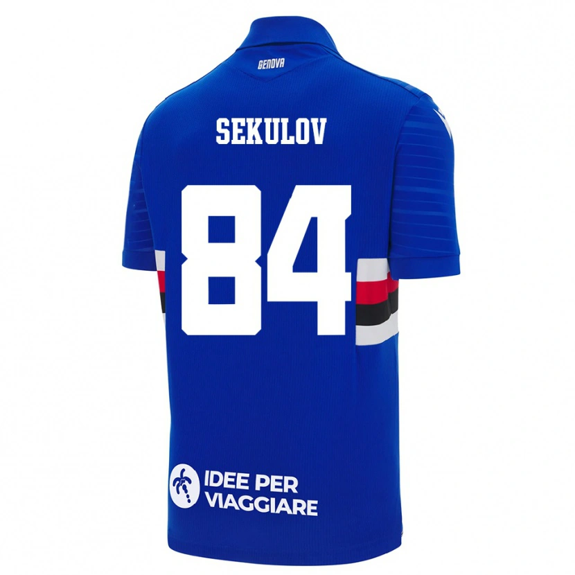 Danxen Niño Camiseta Nikola Sekulov #84 Azul Blanco 1ª Equipación 2025/26 La Camisa