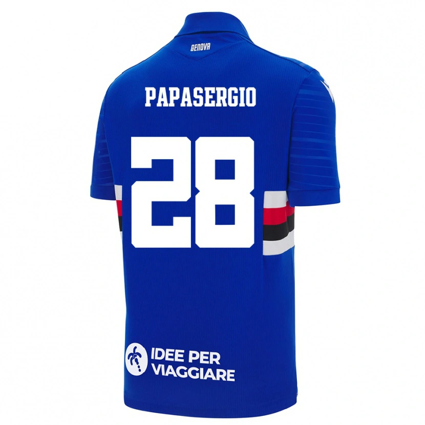 Danxen Niño Camiseta Alessio Papasergio #28 Azul Blanco 1ª Equipación 2025/26 La Camisa