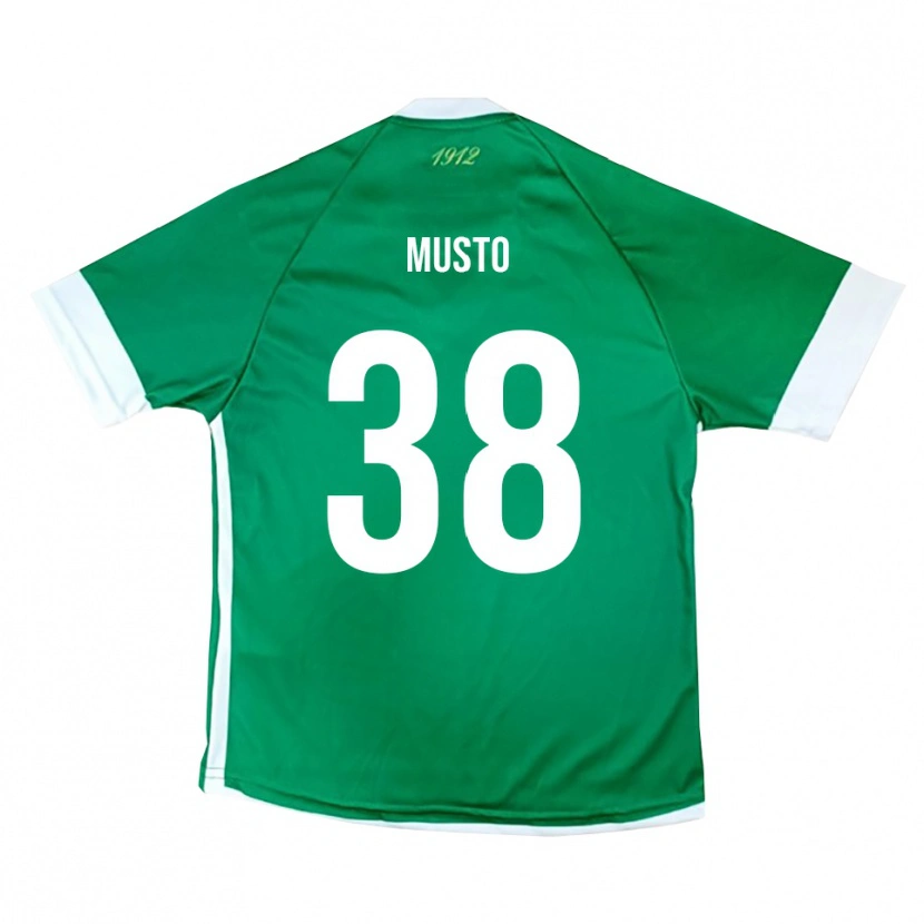 Danxen Niño Camiseta Mattia Musto #38 Verde Blanco 1ª Equipación 2025/26 La Camisa